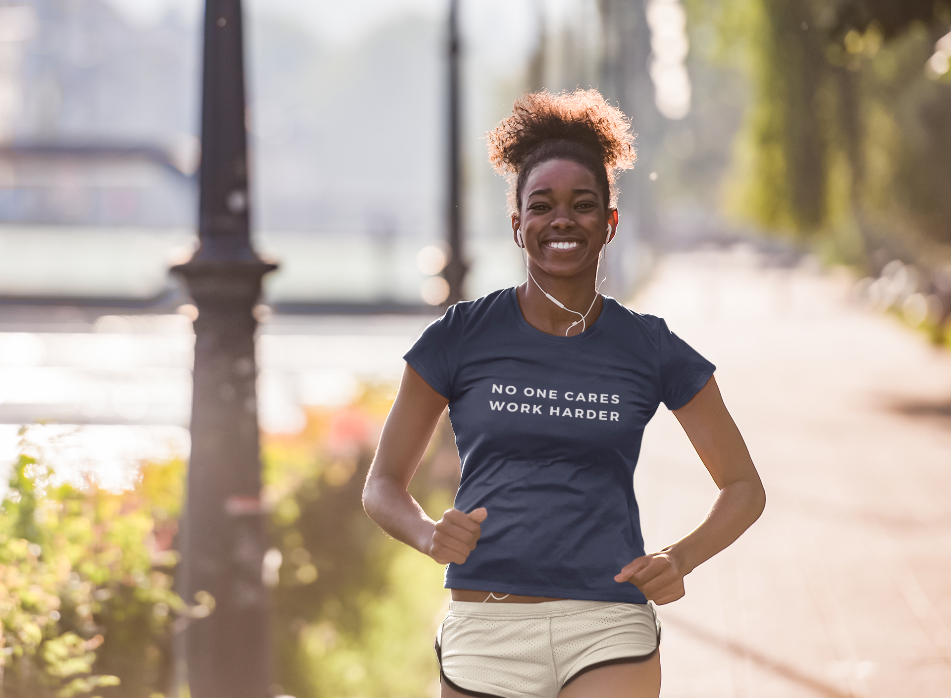 Women's No One Cares Work Harder Blue T-Shirt