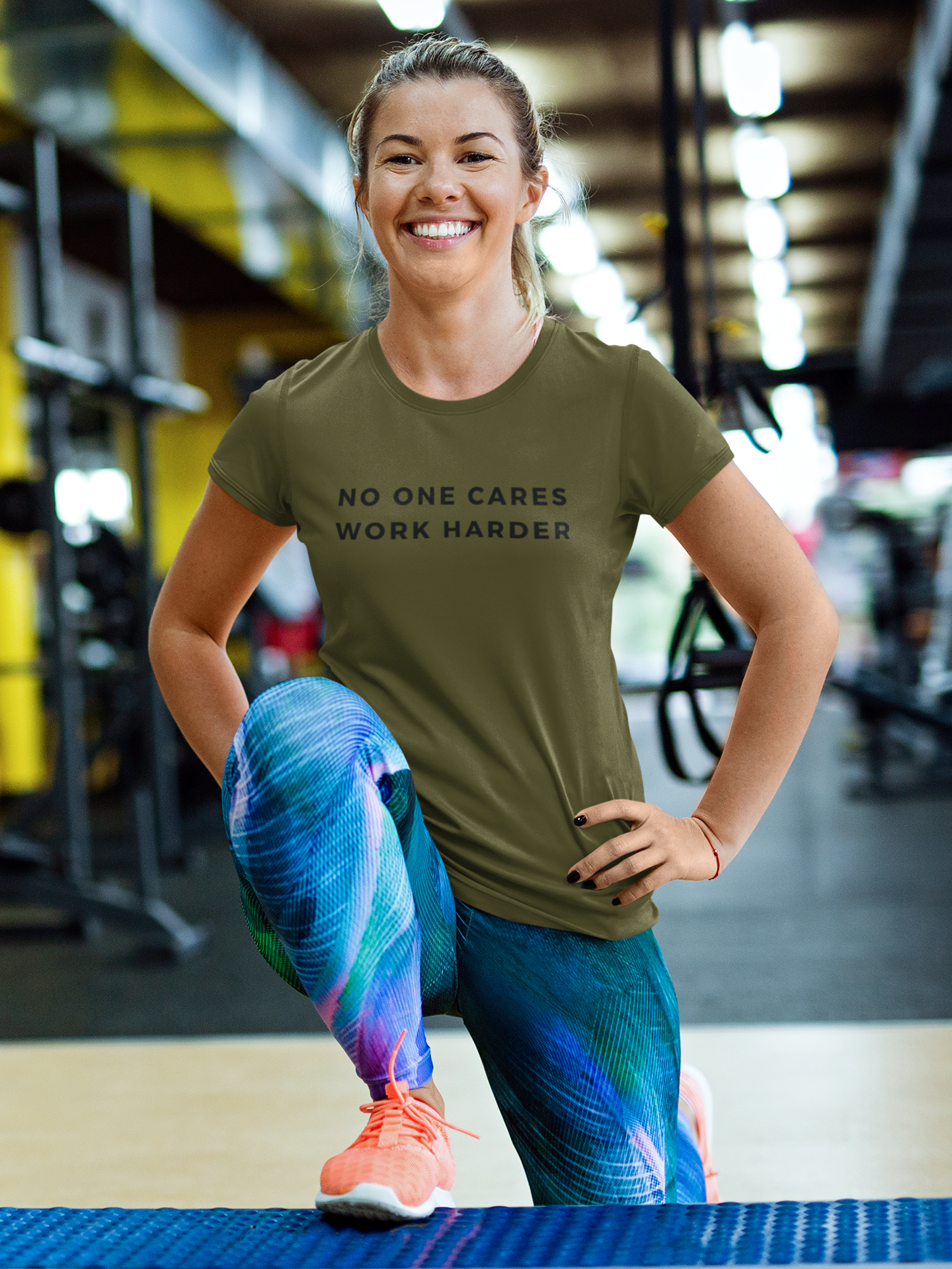 Women's No One Cares Work Harder Green T-Shirt