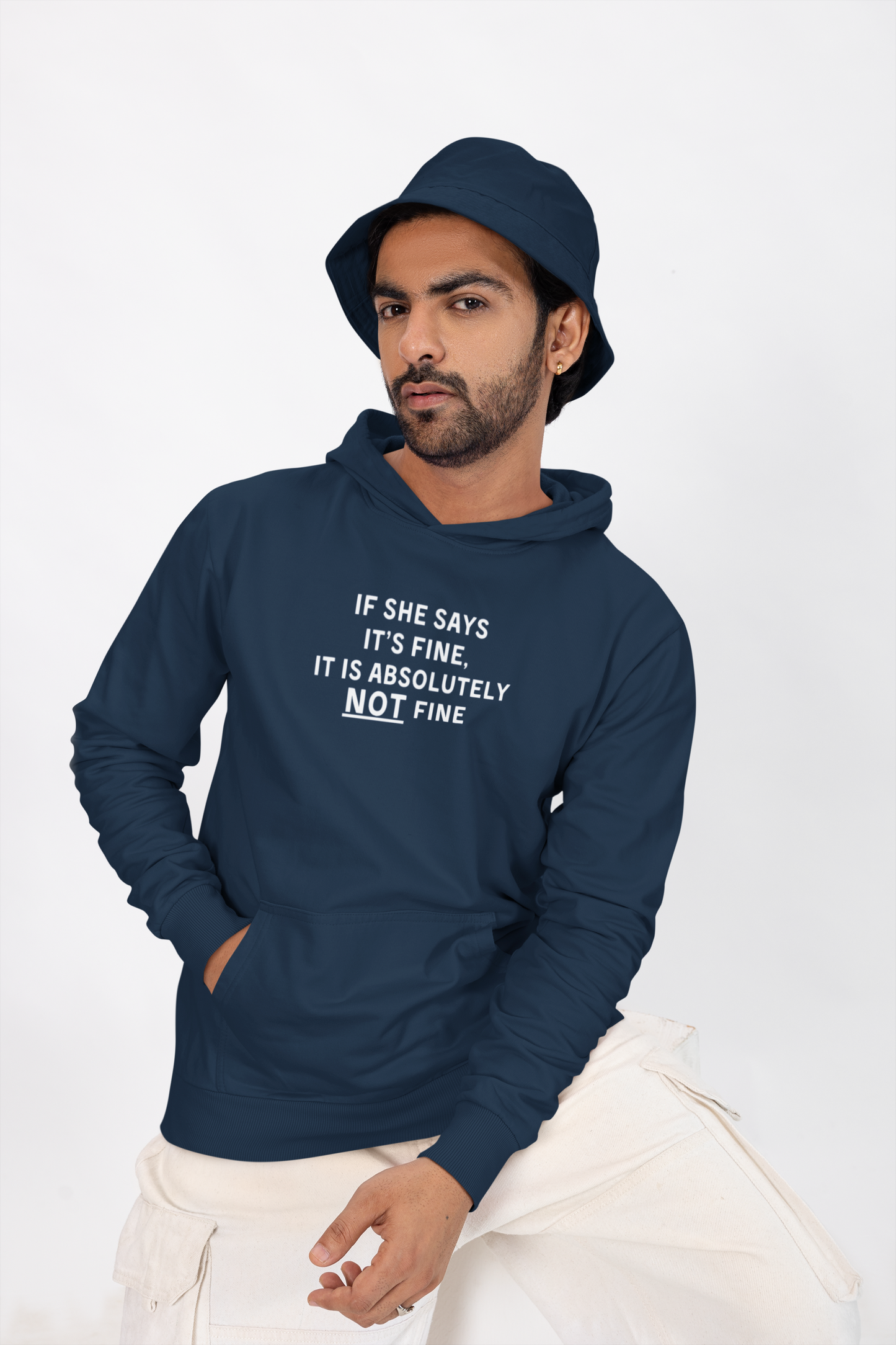 Men's If She Says It's Fine It Is Absolutely NOT Fine Blue Hoodie