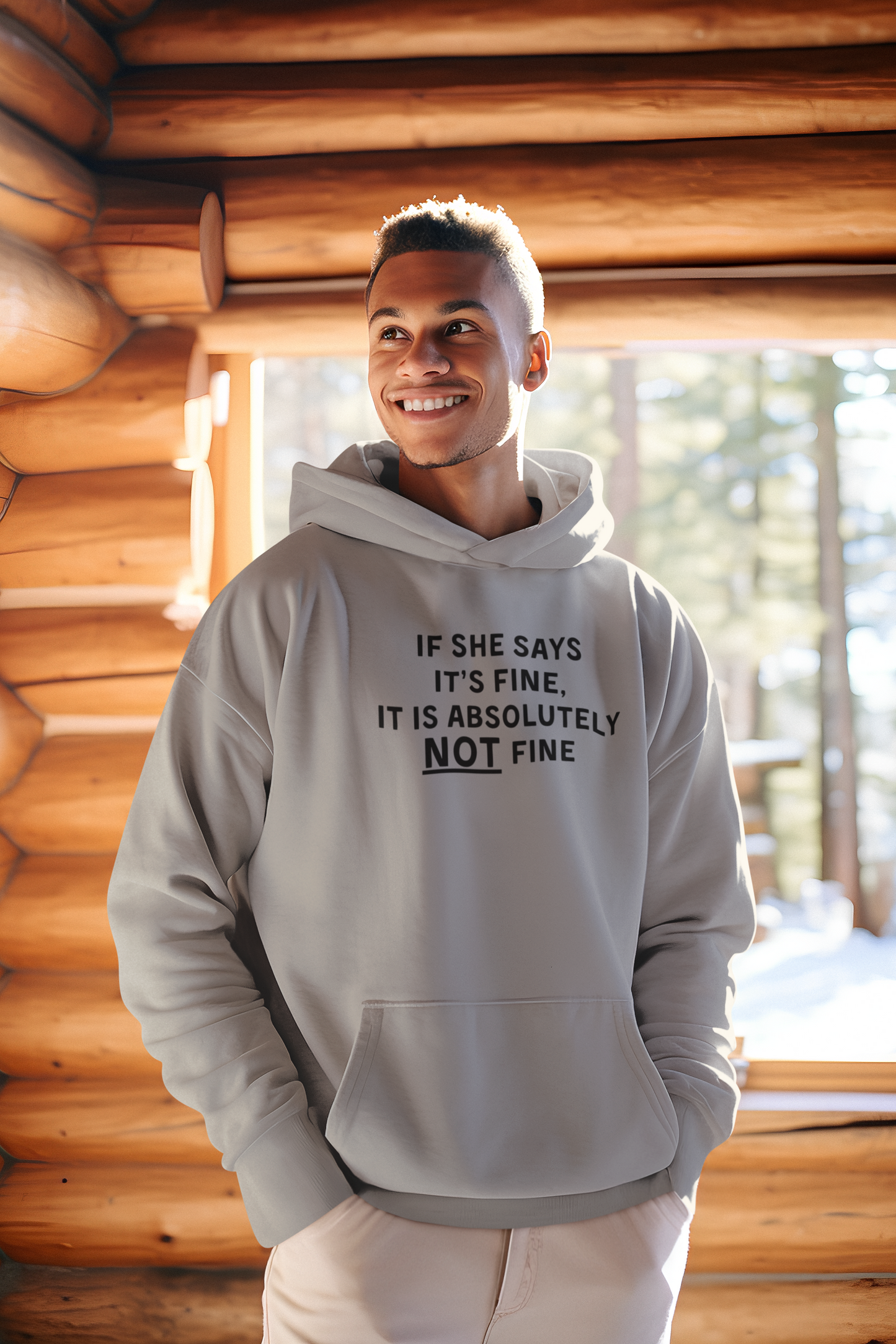 Men's If She Says It's Fine It Is Absolutely NOT Fine Grey Hoodie