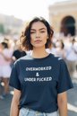 Women's Overworked and Underfucked Blue T-Shirt