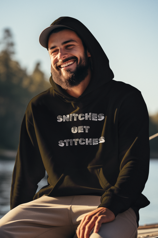 Men's Snitches Get Stitches Black Hoodie