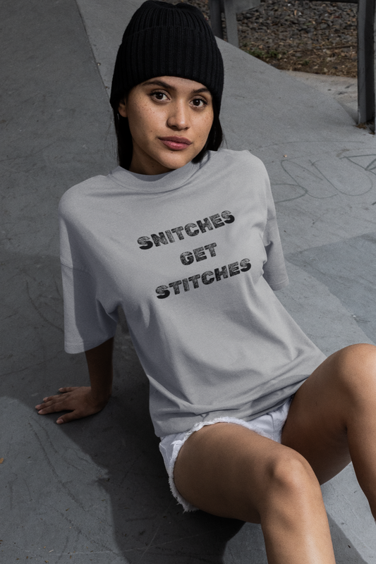 Women's Snitches Get Stitches Grey T-Shirt