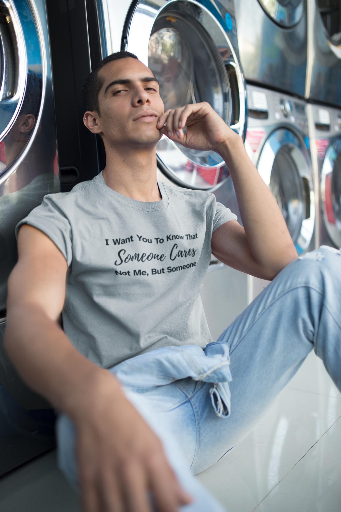 Men's I Want You To Know That Someone Cares. Not Me, But Someone Grey T-Shirt