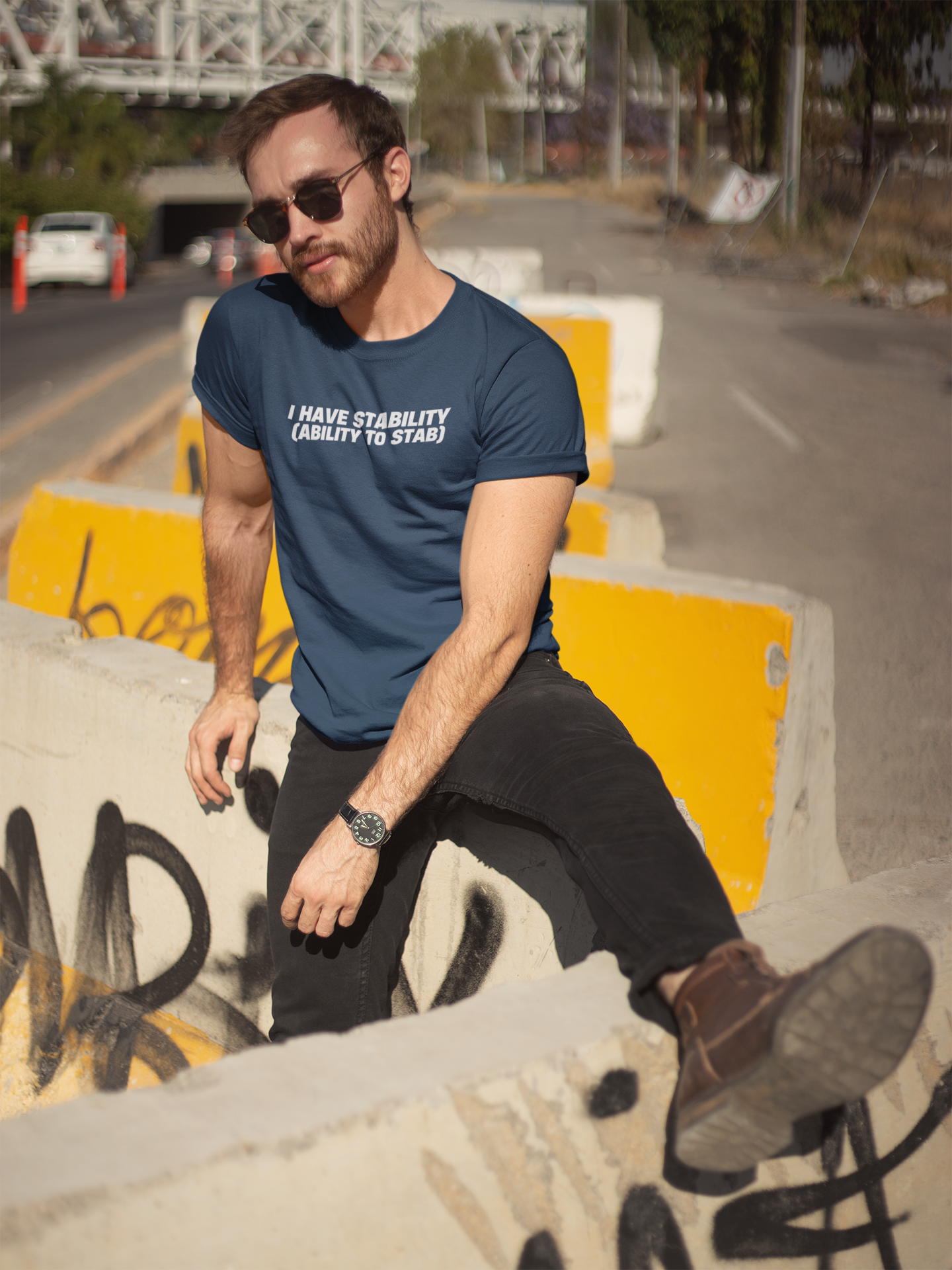 Men's I Have Stability (Ability To Stab) Blue T-Shirt