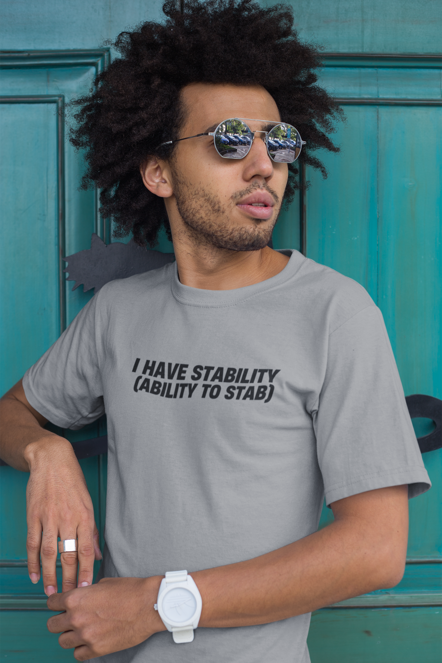 Men's I Have Stability (Ability To Stab) Grey T-Shirt