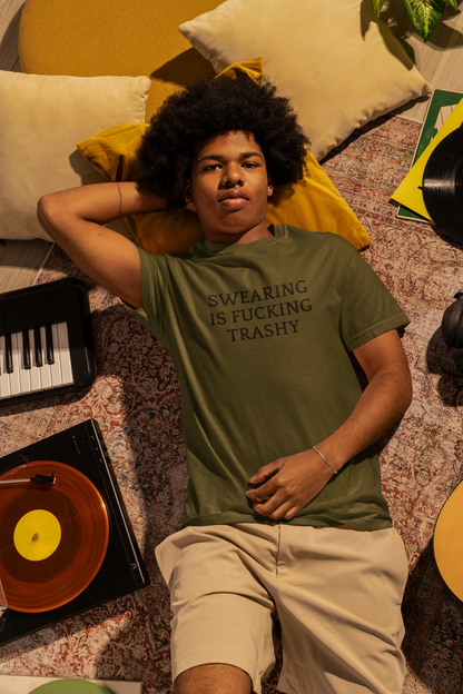 Men's Swearing Is Fucking Trashy Green Tee