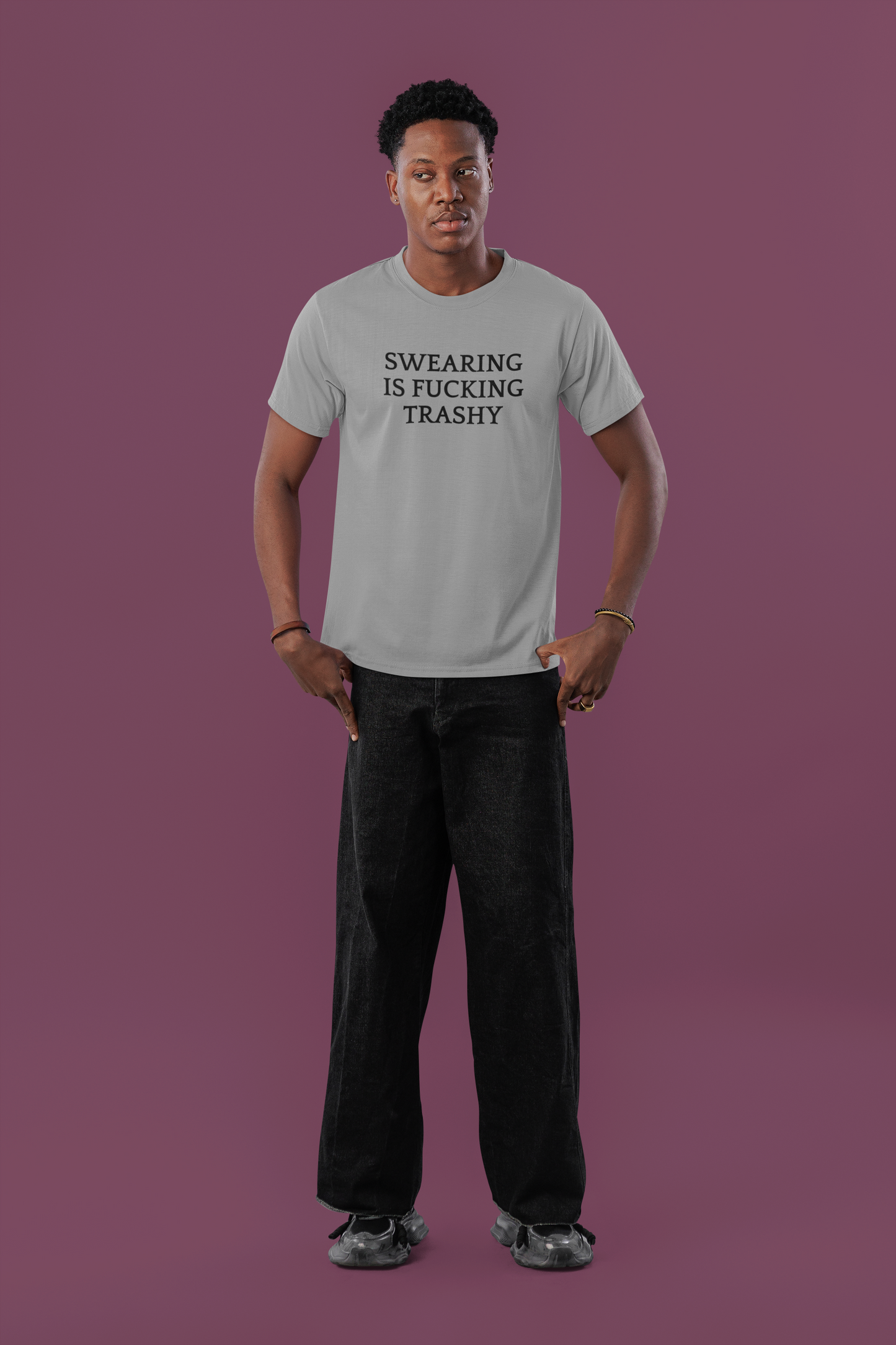 Men's Swearing Is Fucking Trashy Grey Tee