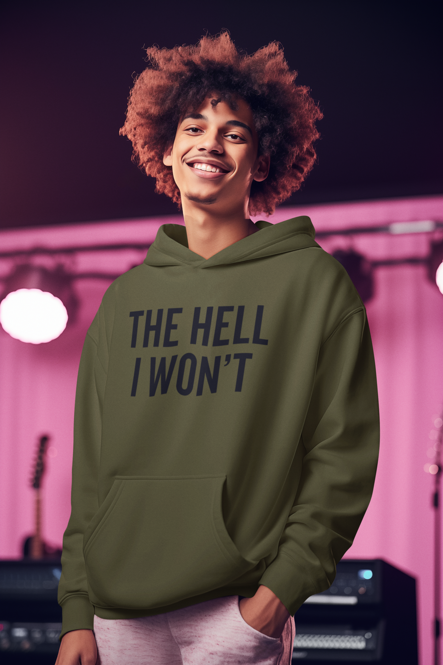 Men's The Hell I Won't Green Hoodie