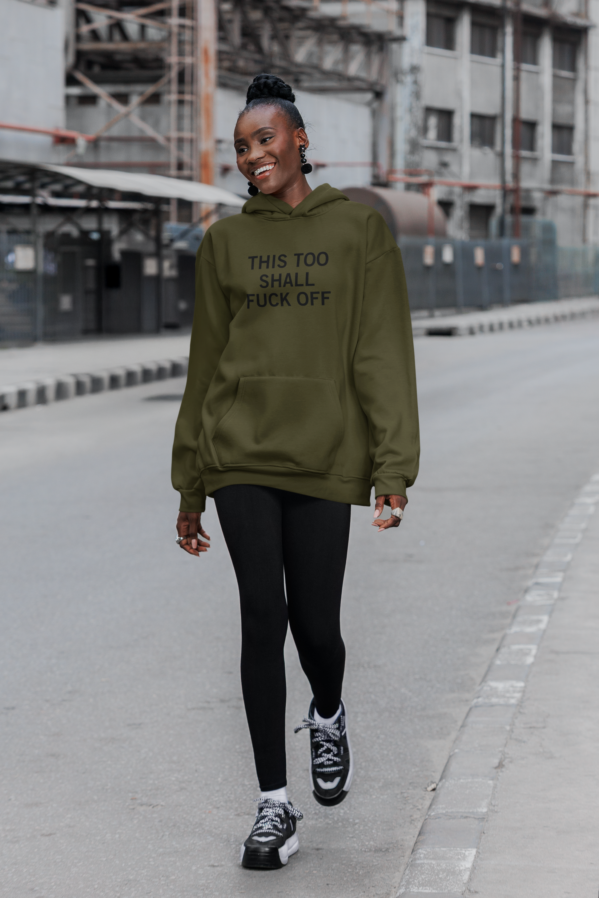 Women's This Too Shall Fuck Off Green Hoodie