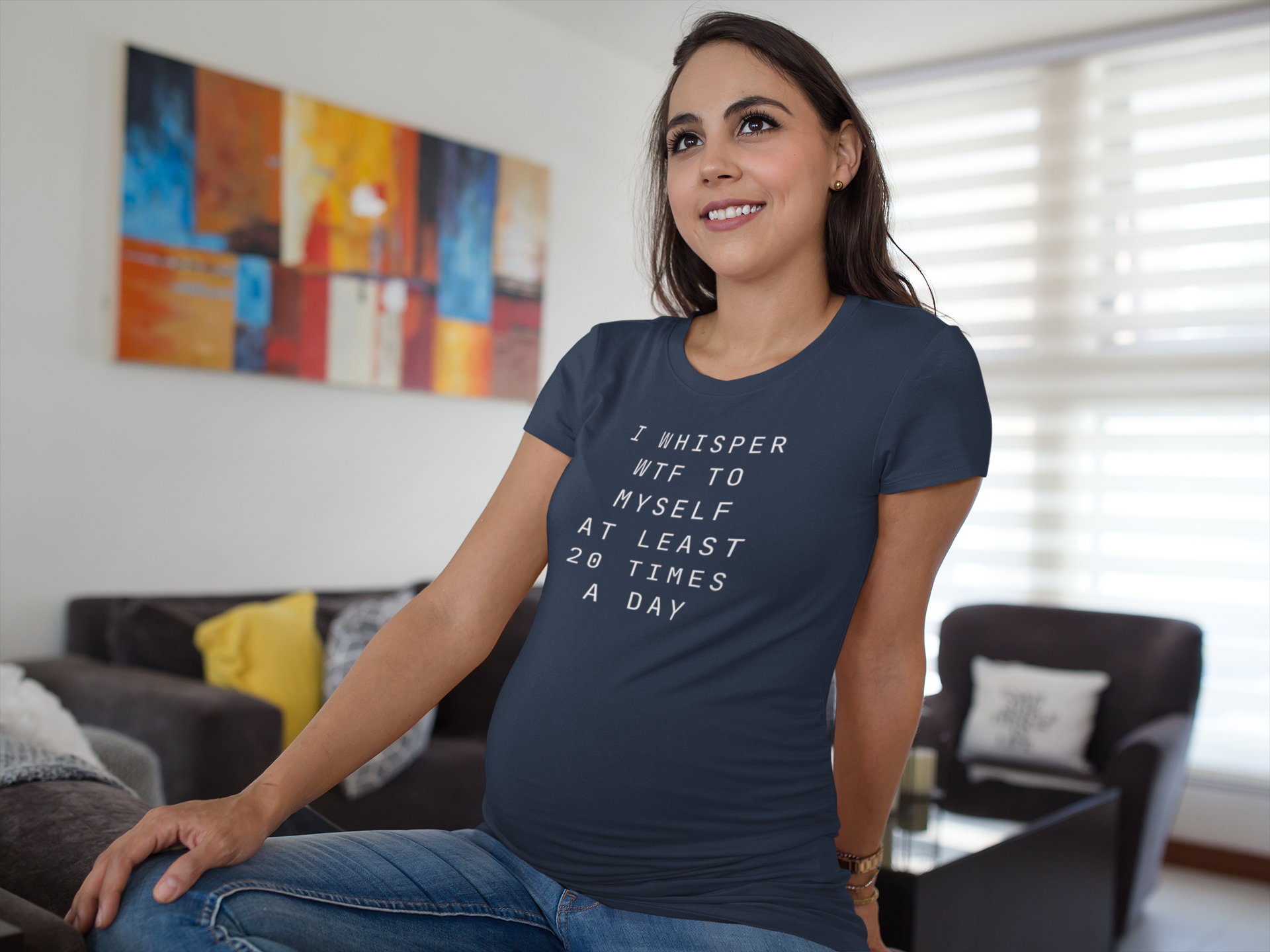 Women's I Whisper WTF To Myself At Least 20 Times A Day Blue T-Shirt