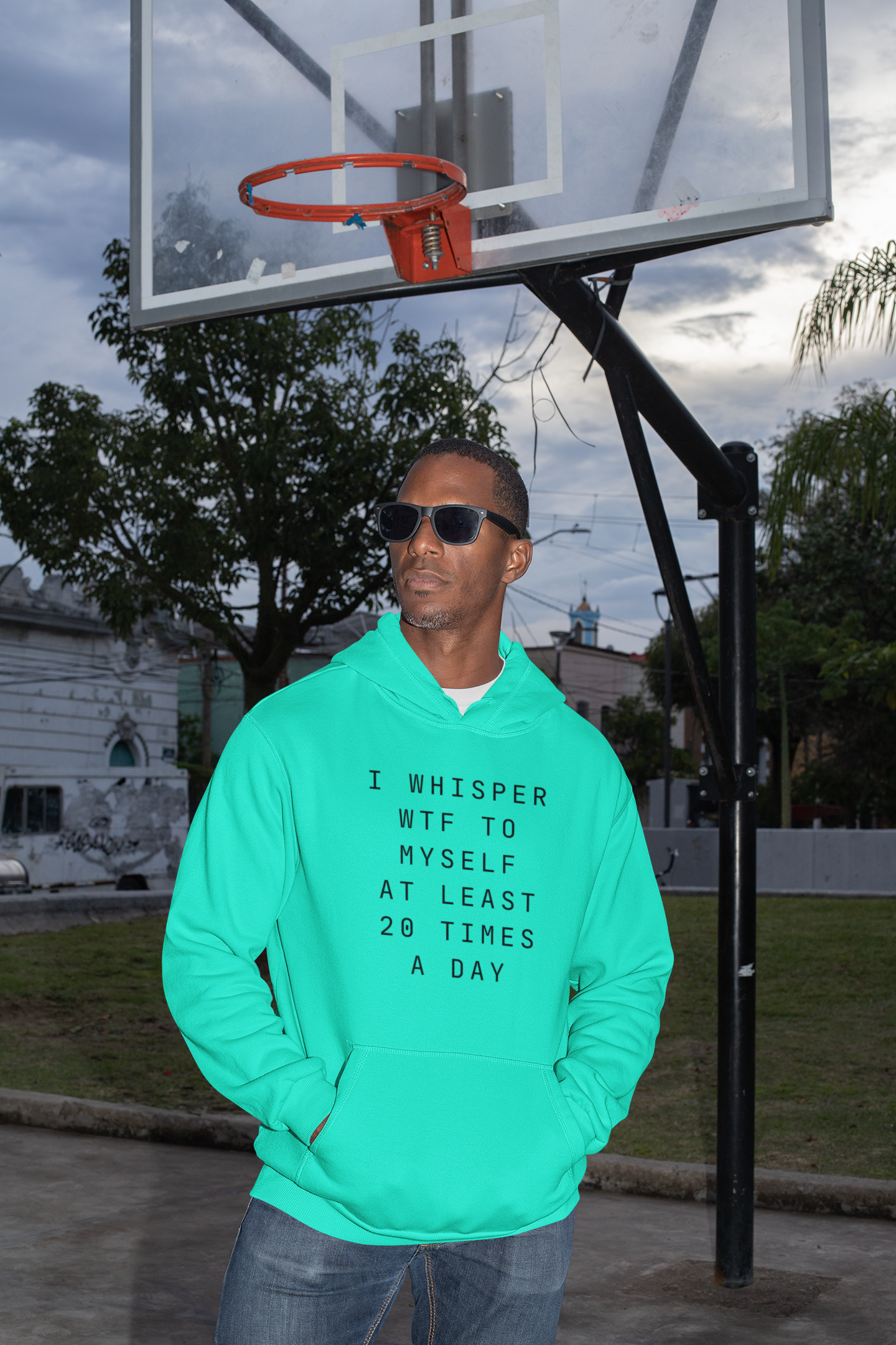 Men's I Whisper WTF To Myself At Least 20 Times A Day Mint Green Hoodie