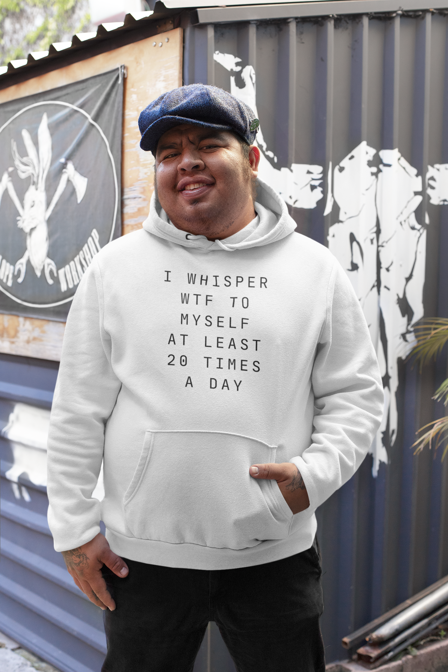 Men's I Whisper WTF To Myself At Least 20 Times A Day White Hoodie