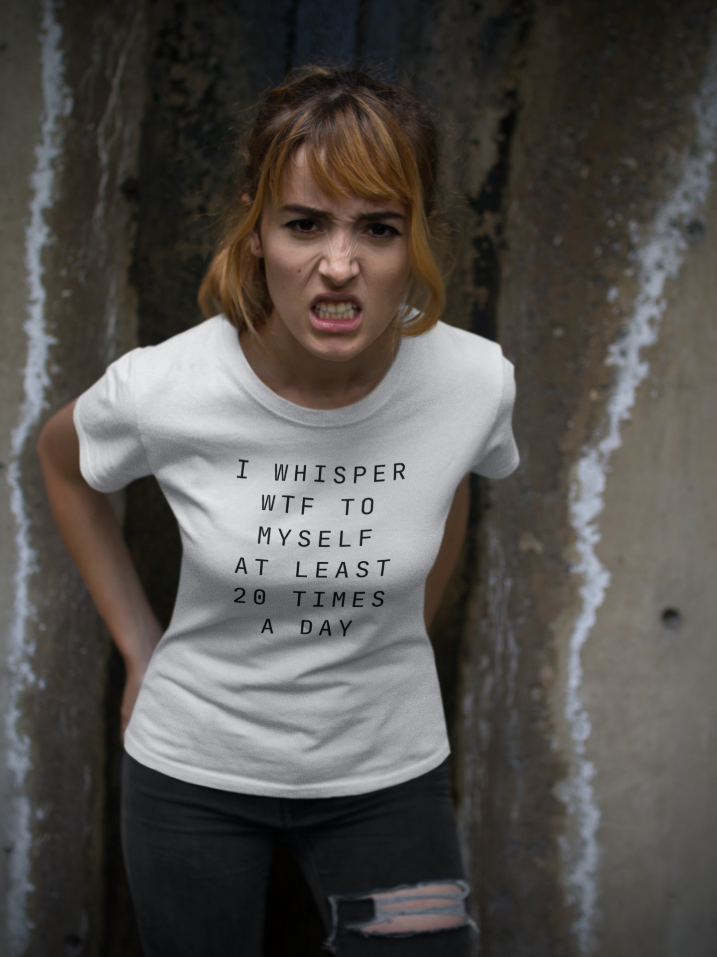 Women's I Whisper WTF To Myself At Least 20 Times A Day White T-Shirt