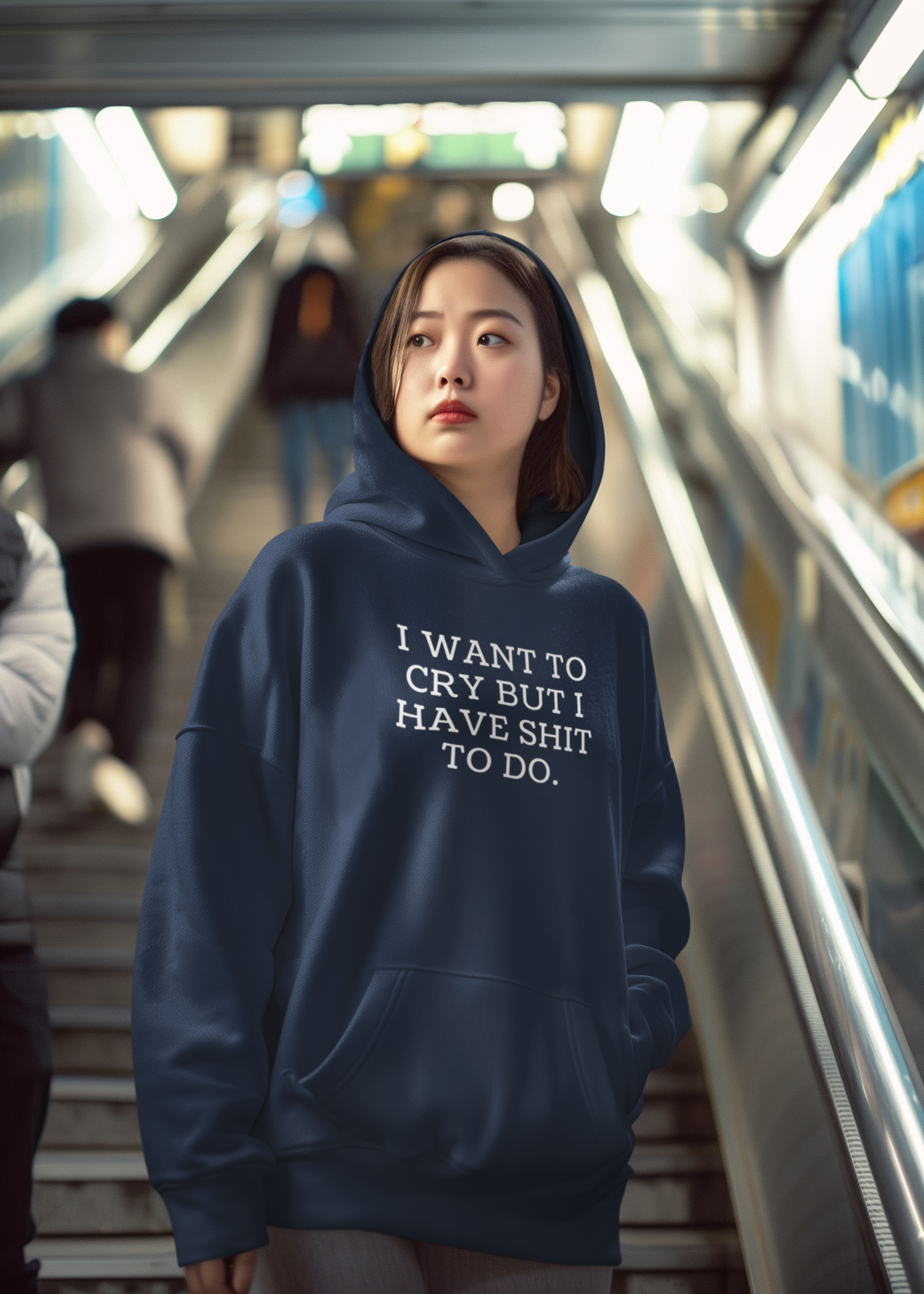 Women's I Want To Cry But I Have Shit To Do Blue Hoodie
