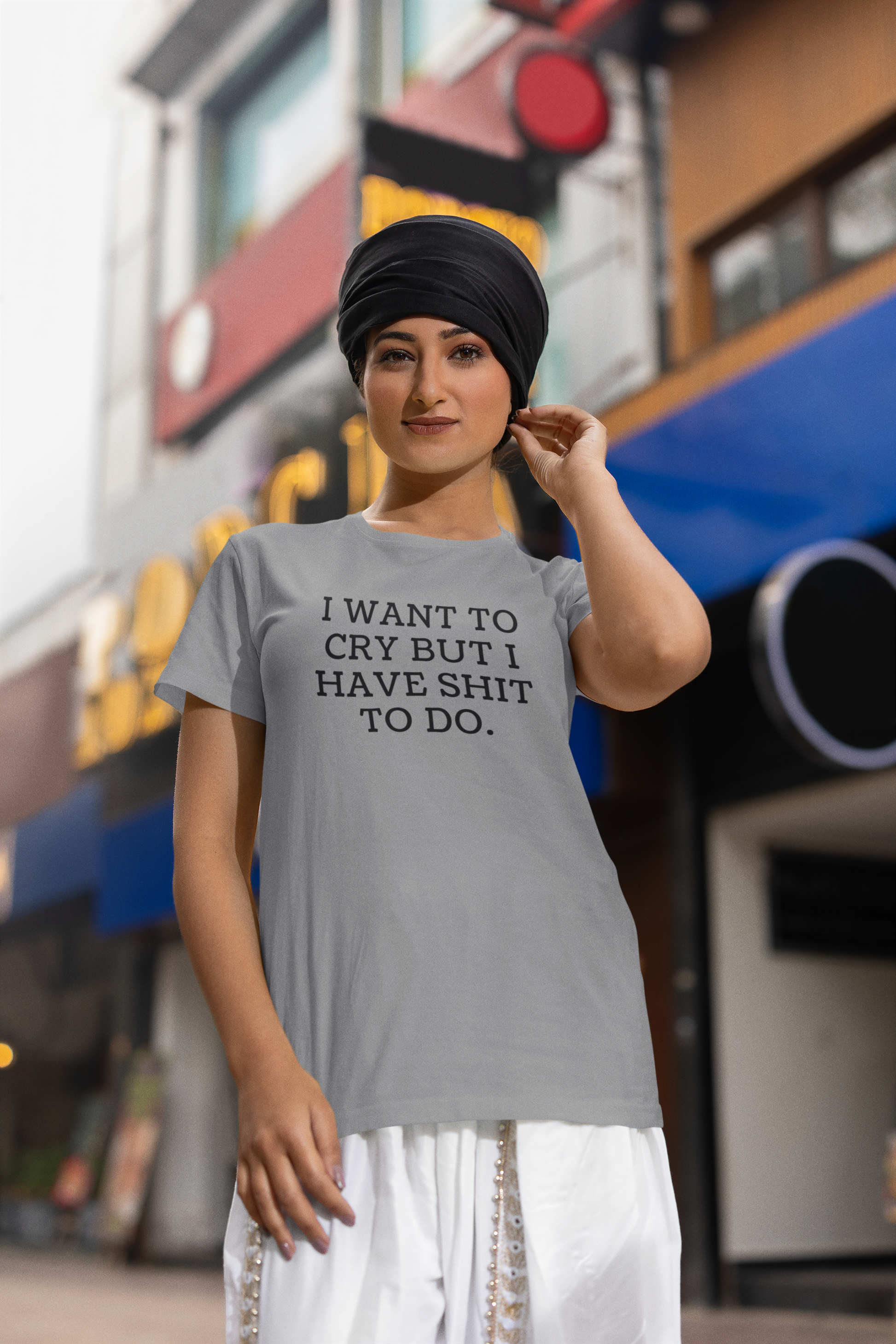 Women's I Want To Cry But I Have Shit To Do Gray T-Shirt