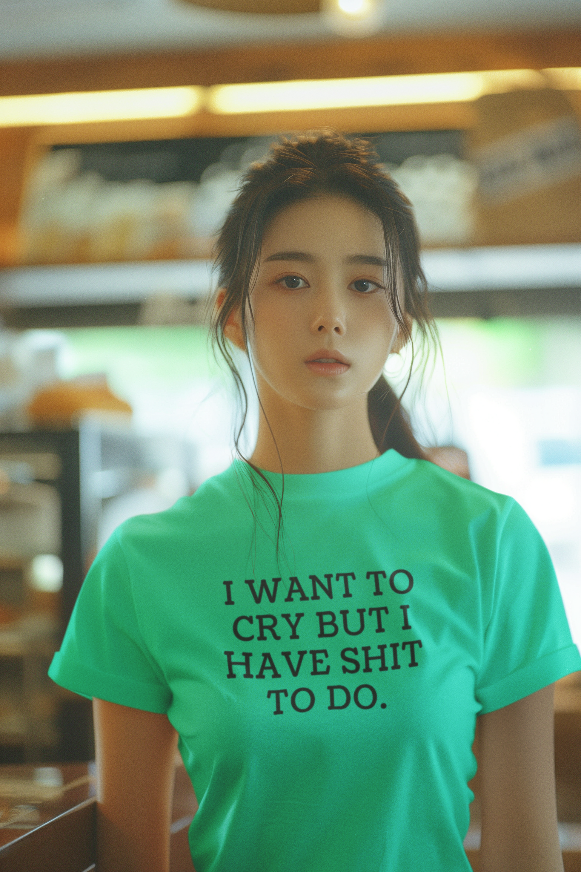 Women's I Want To Cry But I Have Shit To Do Mint Green T-Shirt