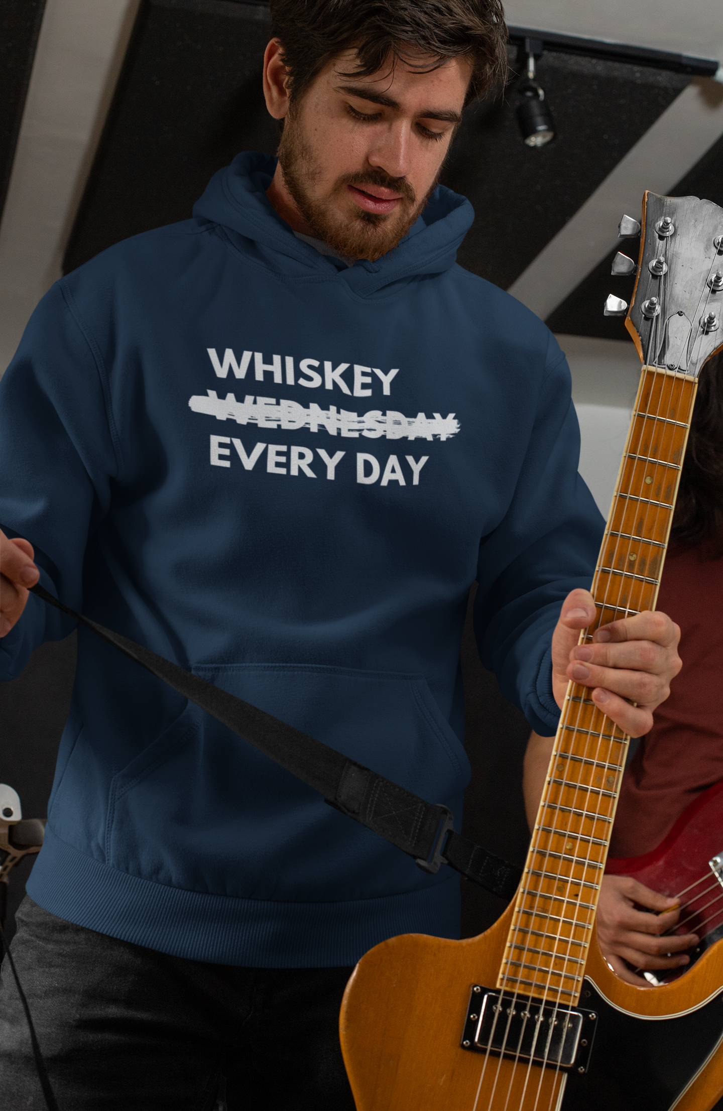 Men's Whiskey Every Day Blue Hoodie