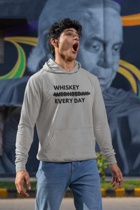 Men's Whiskey Every Day Grey Hoodie