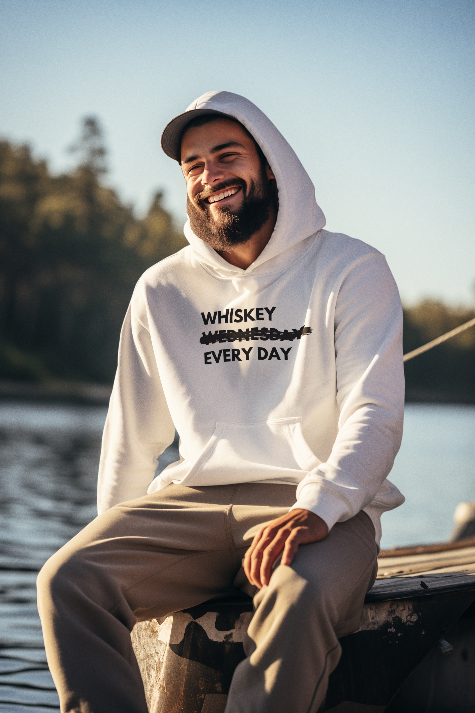 Men's Whiskey Every Day White Hoodie