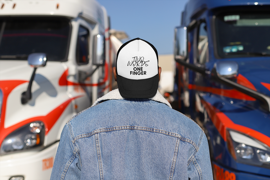 Two Words One Finger Trucker Hat